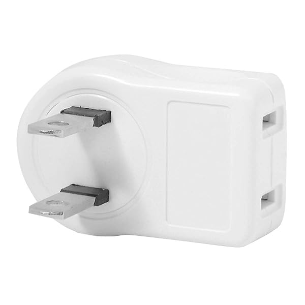 cablecc Cablecc NEMA 1-15P USA Outlet Saver Power Extension Adapter 2 Prong 2 Outlets 90 Degree Angled Design for Convenient Use - View 5 of 6
