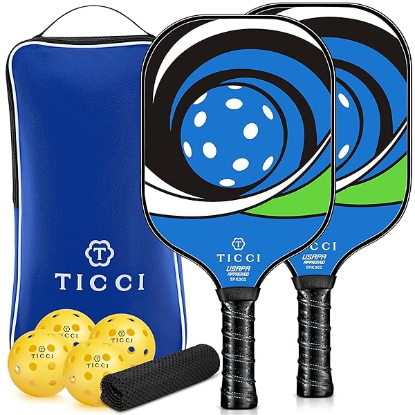 T TICCI T TICCI Pickleball Paddle Set 2 Premium USAPA Approved Graphite Craft Rackets Honeycomb Core 4 Balls Ultra Cushion Grip Portable Racquet Case Bag B G Gift Kit Men Women Indoor Outdoor