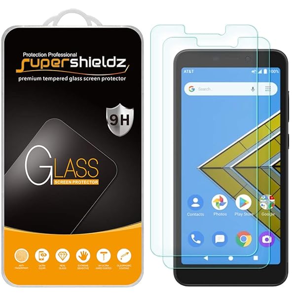 Supershieldz 2 Pack Tempered Glass Screen Protector for AT&T Radiant Core and Cricket Icon Anti Scratch Bubble Free