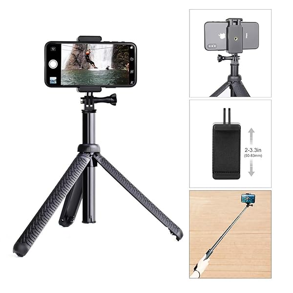 QiuNiu Extendable Selfie Stick & Tripod for GoPro Hero 12-3, ACASO, SJCAM - Perfect for Action Cameras & Smartphones - View 5 of 10