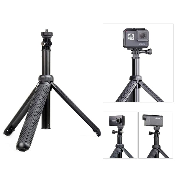 QiuNiu Extendable Selfie Stick & Tripod for GoPro Hero 12-3, ACASO, SJCAM - Perfect for Action Cameras & Smartphones - View 6 of 10
