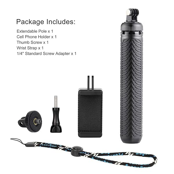 QiuNiu Extendable Selfie Stick & Tripod for GoPro Hero 12-3, ACASO, SJCAM - Perfect for Action Cameras & Smartphones - View 8 of 10