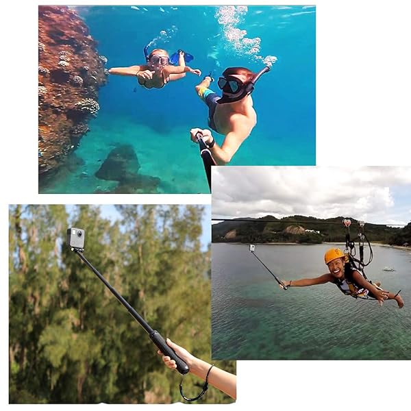 QiuNiu Extendable Selfie Stick & Tripod for GoPro Hero 12-3, ACASO, SJCAM - Perfect for Action Cameras & Smartphones - View 9 of 10