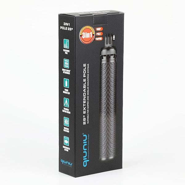 QiuNiu Extendable Selfie Stick & Tripod for GoPro Hero 12-3, ACASO, SJCAM - Perfect for Action Cameras & Smartphones - View 10 of 10