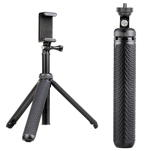 QiuNiu Extendable Selfie Stick & Tripod for GoPro Hero 12-3, ACASO, SJCAM - Perfect for Action Cameras & Smartphones