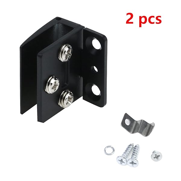 Antrader Antrader Glass Cabinet Door Hinges 2 Pcs Zinc Alloy Matte Black for Wine and Display Cabinets No Drill Hole - View 3 of 5