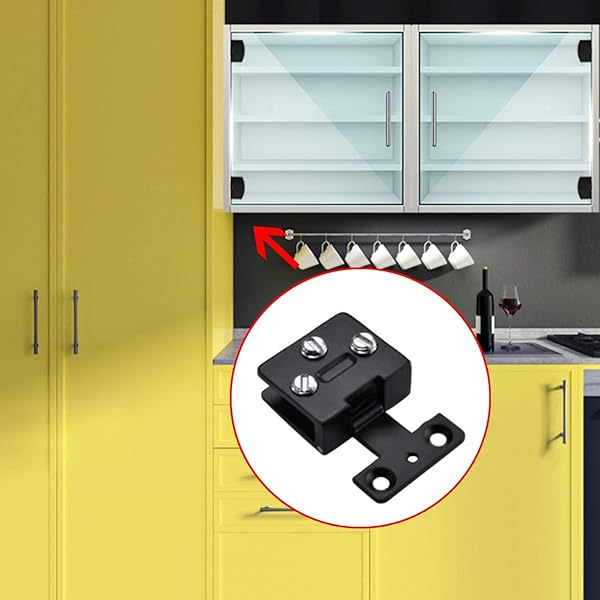 Antrader Antrader Glass Cabinet Door Hinges 2 Pcs Zinc Alloy Matte Black for Wine and Display Cabinets No Drill Hole - View 5 of 5