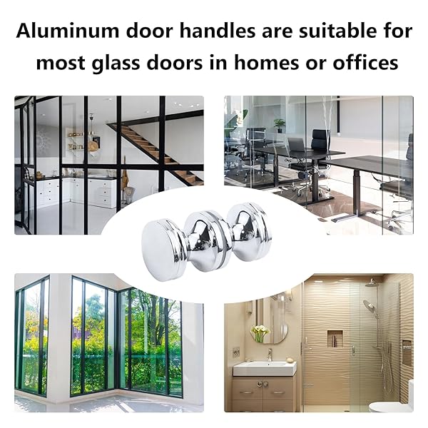 Antrader Antrader Double-Sided Shower Glass Door Handles Chrome Plated Pull Knobs Pack of 2 for Bathroom - View 5 of 5