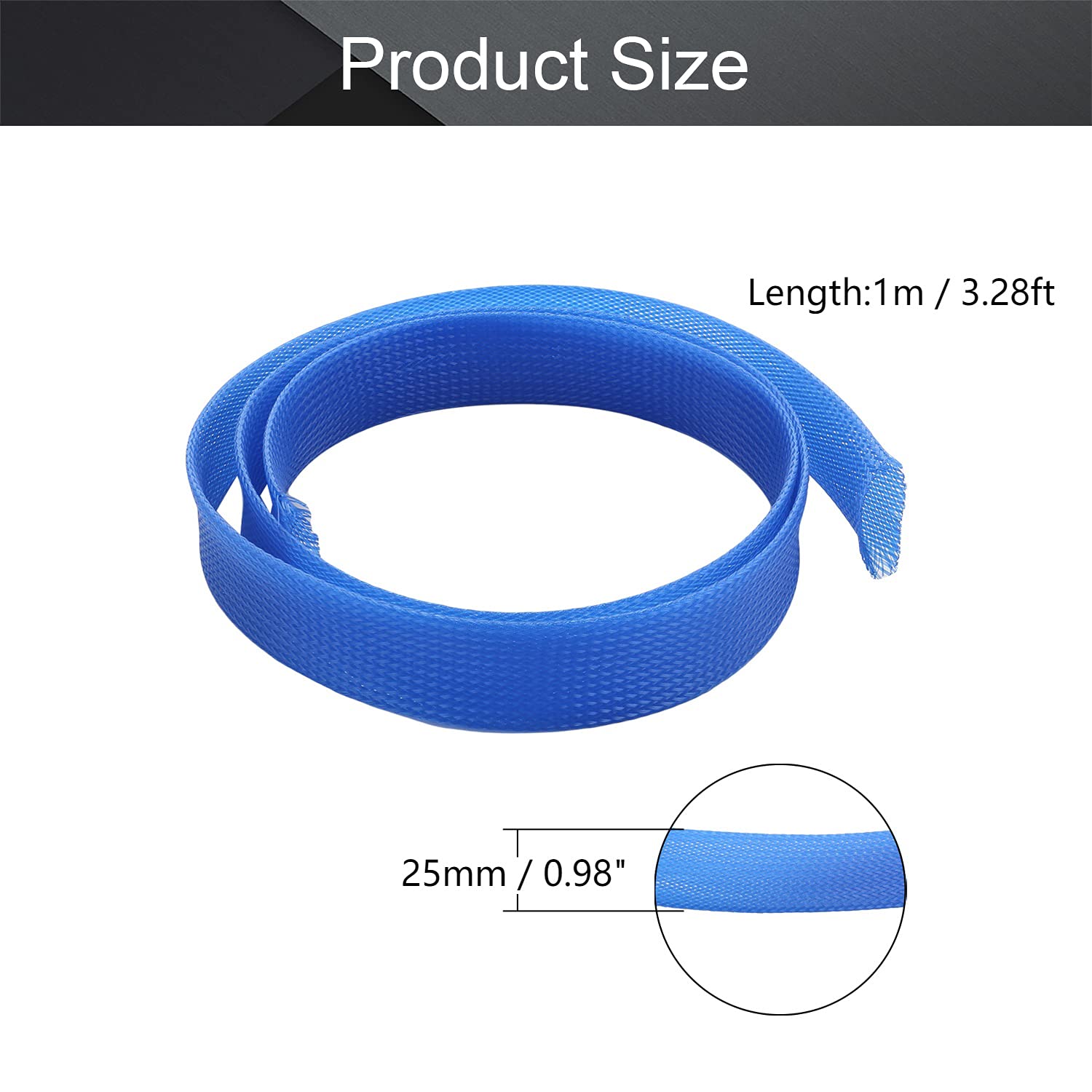 Othmro Othmro 1m PET Expandable Cord Protector Wire 0.98inch Width Flexible Mesh Sleeve for USB Power Audio Video Cables Blue - View 2 of 8