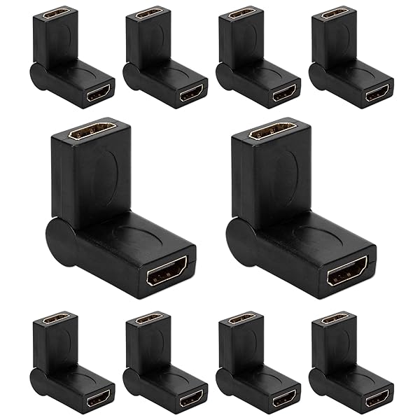 Cmple 10 Pack HDMI Female to Female Extender - Swivel Adapter & Port Saver for Easy Connections