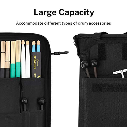 Donner Donner Drumsticks Bag Holder Large Capacity Portable for Up to 12 Pairs of Drumsticks Brushes Mallets Black - View 4 of 7