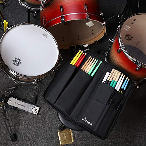 Donner Donner Drumsticks Bag Holder Large Capacity Portable for Up to 12 Pairs of Drumsticks Brushes Mallets Black - View 7 of 7