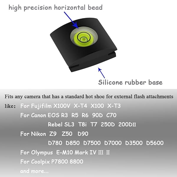 Fire Rock Camera Level Hot Shoe Cover for Nikon Z9 D780 Canon EOS R3 R5 R6 C70 Rebel T7 SL3 250D 200D II Fire Rock Universal Flashlight 3 Packs - View 2 of 3