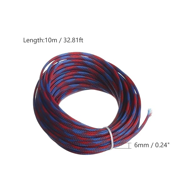 Othmro Othmro 10m Expandable Braid Cable Sleeving 6mm Flexible Wire Mesh Sleeve Blue Red for Pet Chewing Protection - View 2 of 7