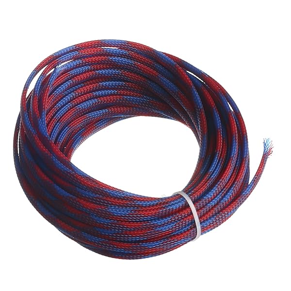 Othmro Othmro 10m Expandable Braid Cable Sleeving 6mm Flexible Wire Mesh Sleeve Blue Red for Pet Chewing Protection - View 3 of 7