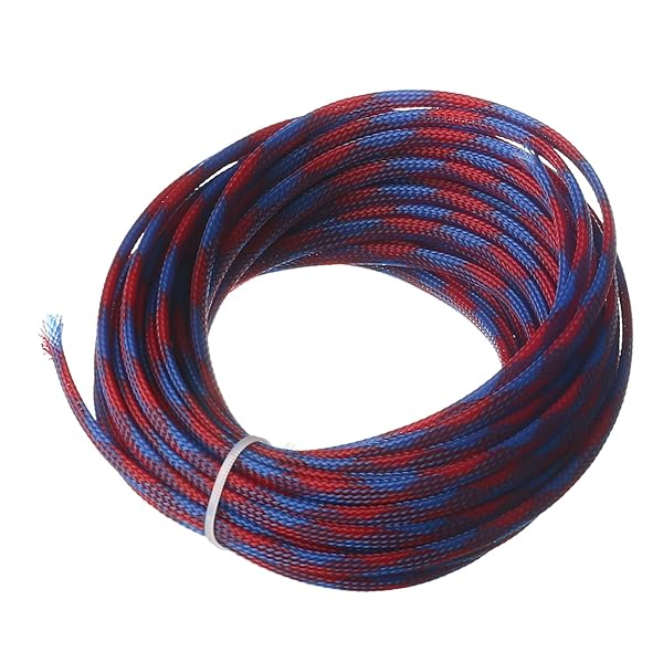 Othmro Othmro 10m Expandable Braid Cable Sleeving 6mm Flexible Wire Mesh Sleeve Blue Red for Pet Chewing Protection - View 4 of 7