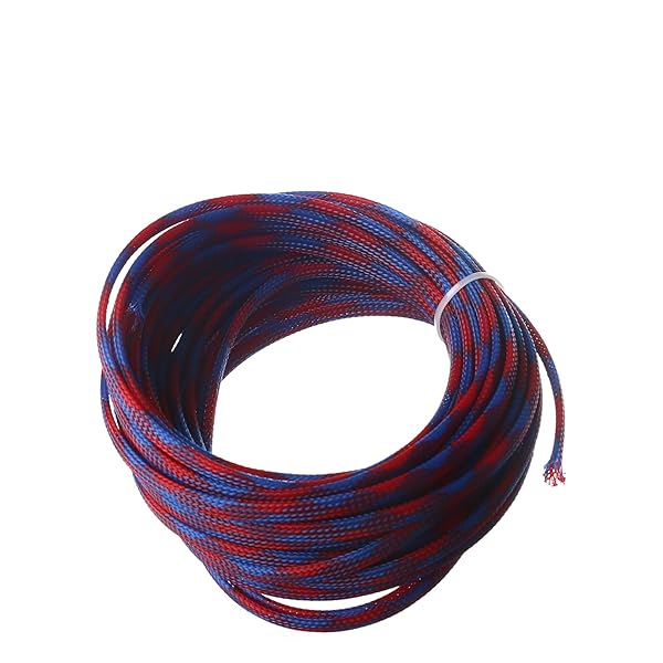 Othmro Othmro 10m Expandable Braid Cable Sleeving 6mm Flexible Wire Mesh Sleeve Blue Red for Pet Chewing Protection - View 6 of 7