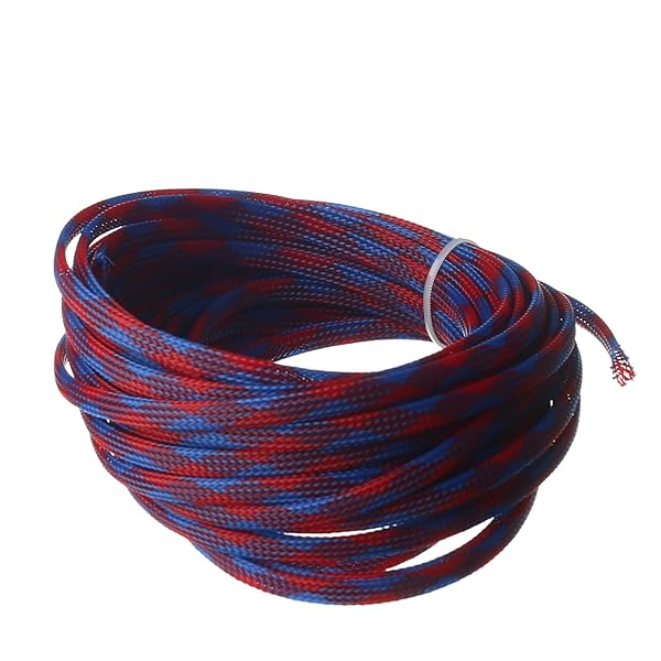 Othmro Othmro 10m Expandable Braid Cable Sleeving 6mm Flexible Wire Mesh Sleeve Blue Red for Pet Chewing Protection - View 7 of 7