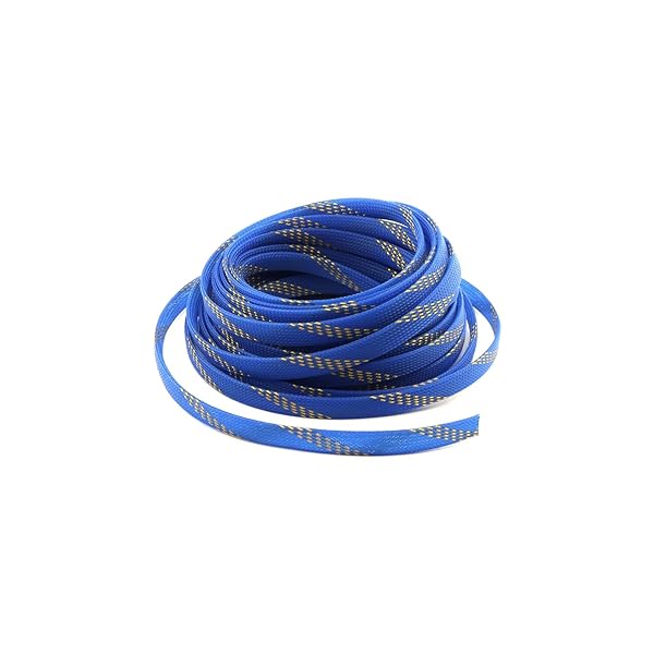 Othmro Othmro 10m PET Expandable Braid Cable Sleeving Flexible Wire Mesh Sleeve Blue Gold Protects Cables from Pets Chewing and Tearing - View 6 of 7