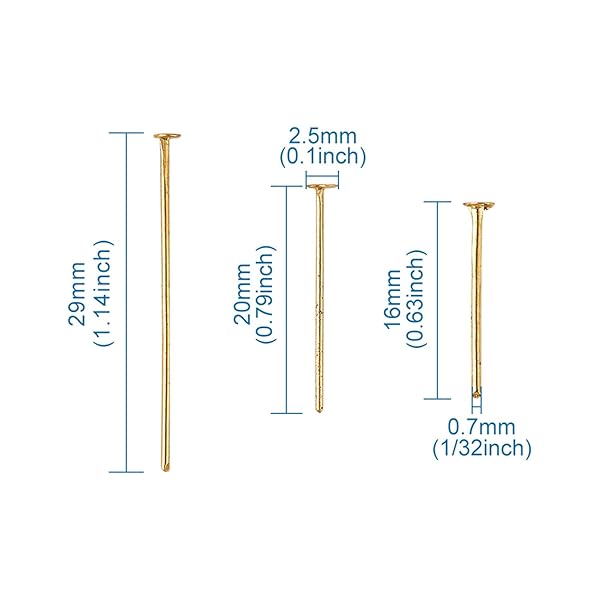 PH PandaHall PandaHall Iron Head Pins 16mm 20mm 30mm Flat Headpins for Jewelry Making 650pcs in 4 Colors for Earrings and Bracelets - View 6 of 6