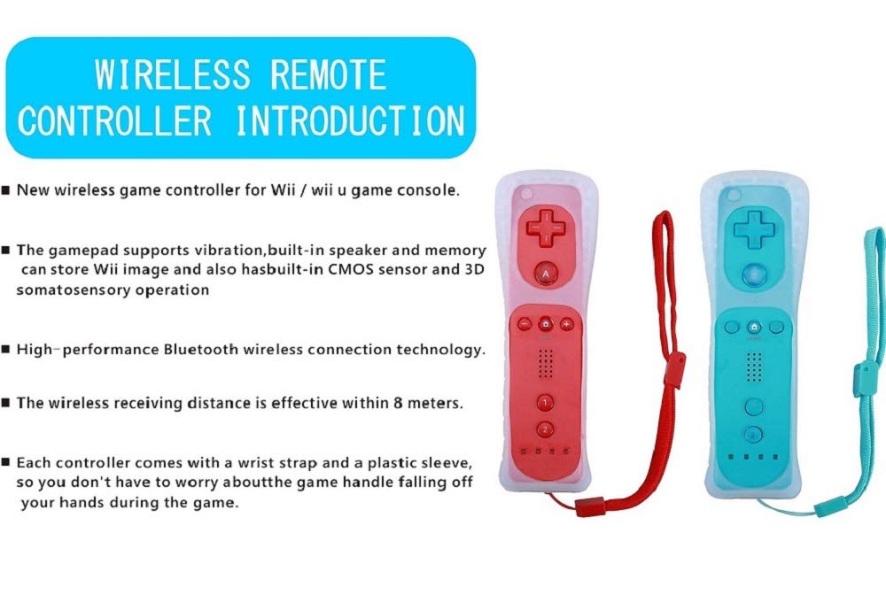 ZeroStory Wii Controller and Nunchuck 2 Pack for Wii and Wii U with Silicone Case and Wrist Strap Red and Blue - View 5 of 7