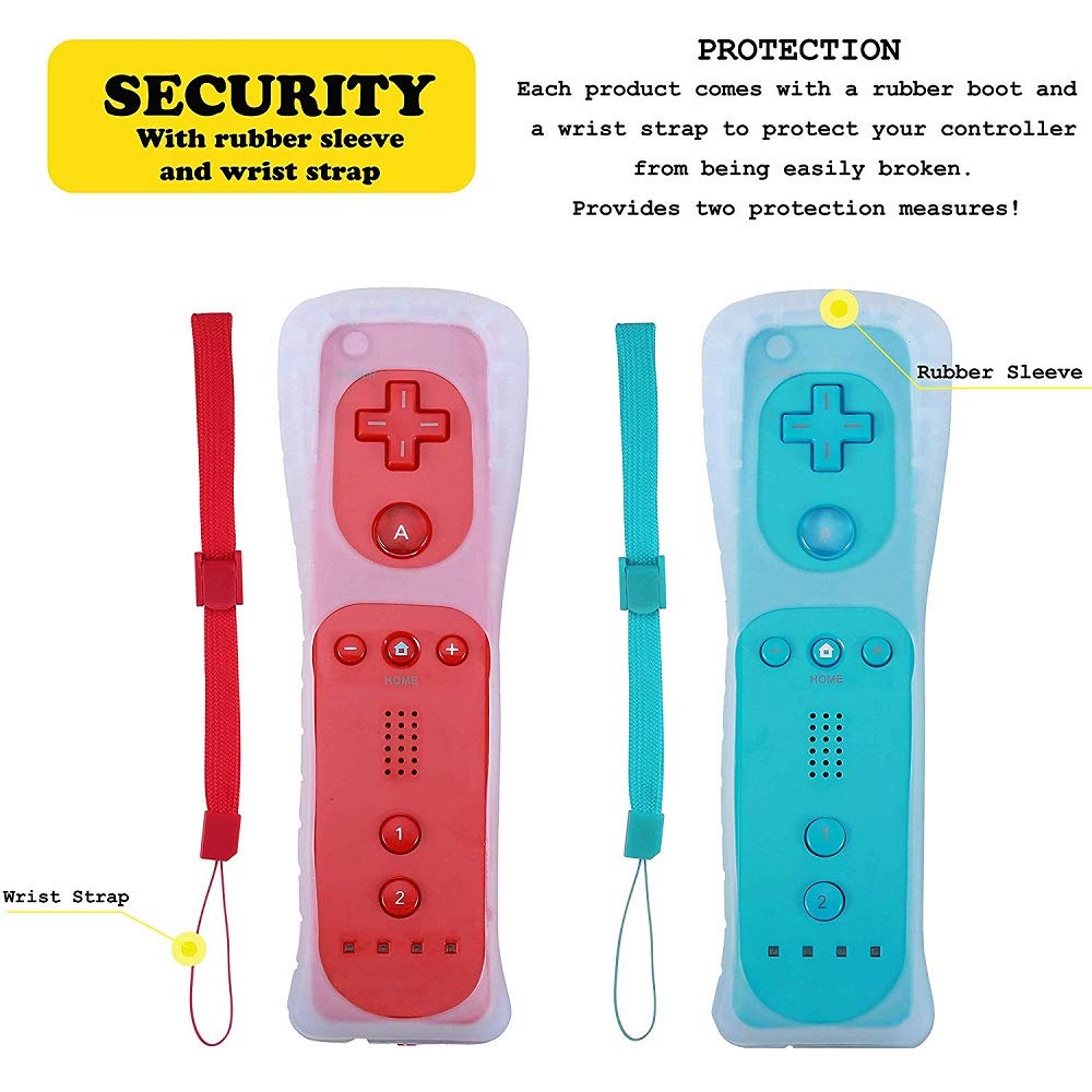 ZeroStory Wii Controller and Nunchuck 2 Pack for Wii and Wii U with Silicone Case and Wrist Strap Red and Blue - View 6 of 7