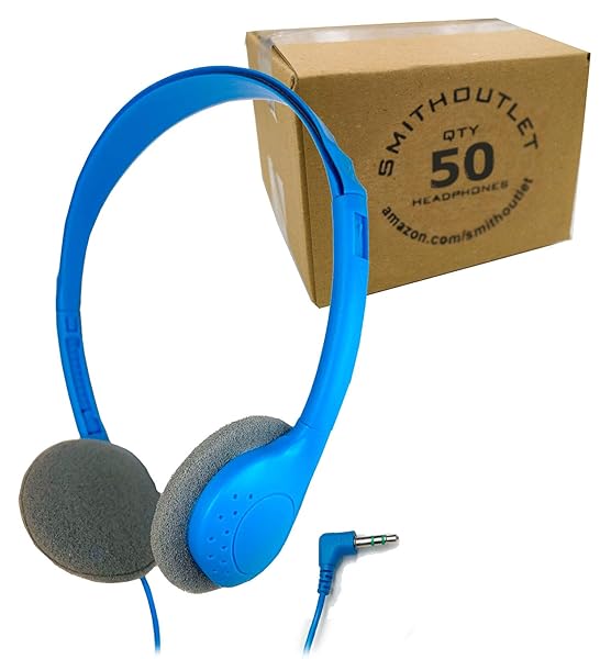 SmithOutlet SmithOutlet 50 Pack Bulk Classroom Headphones in Blue for Students and Teachers - View 2 of 7