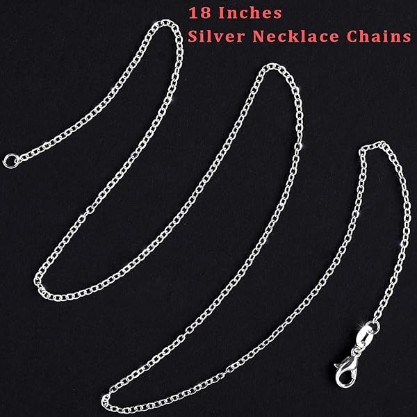 SANNIX Buy SANNIX 50 Pack Silver Plated Necklace Chains - 18 Inch DIY Jewelry Making Supplies - View 3 of 8