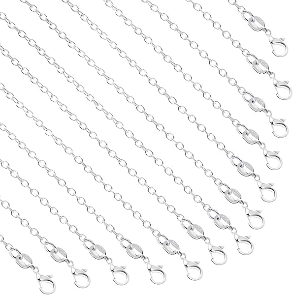 SANNIX Buy SANNIX 50 Pack Silver Plated Necklace Chains - 18 Inch DIY Jewelry Making Supplies