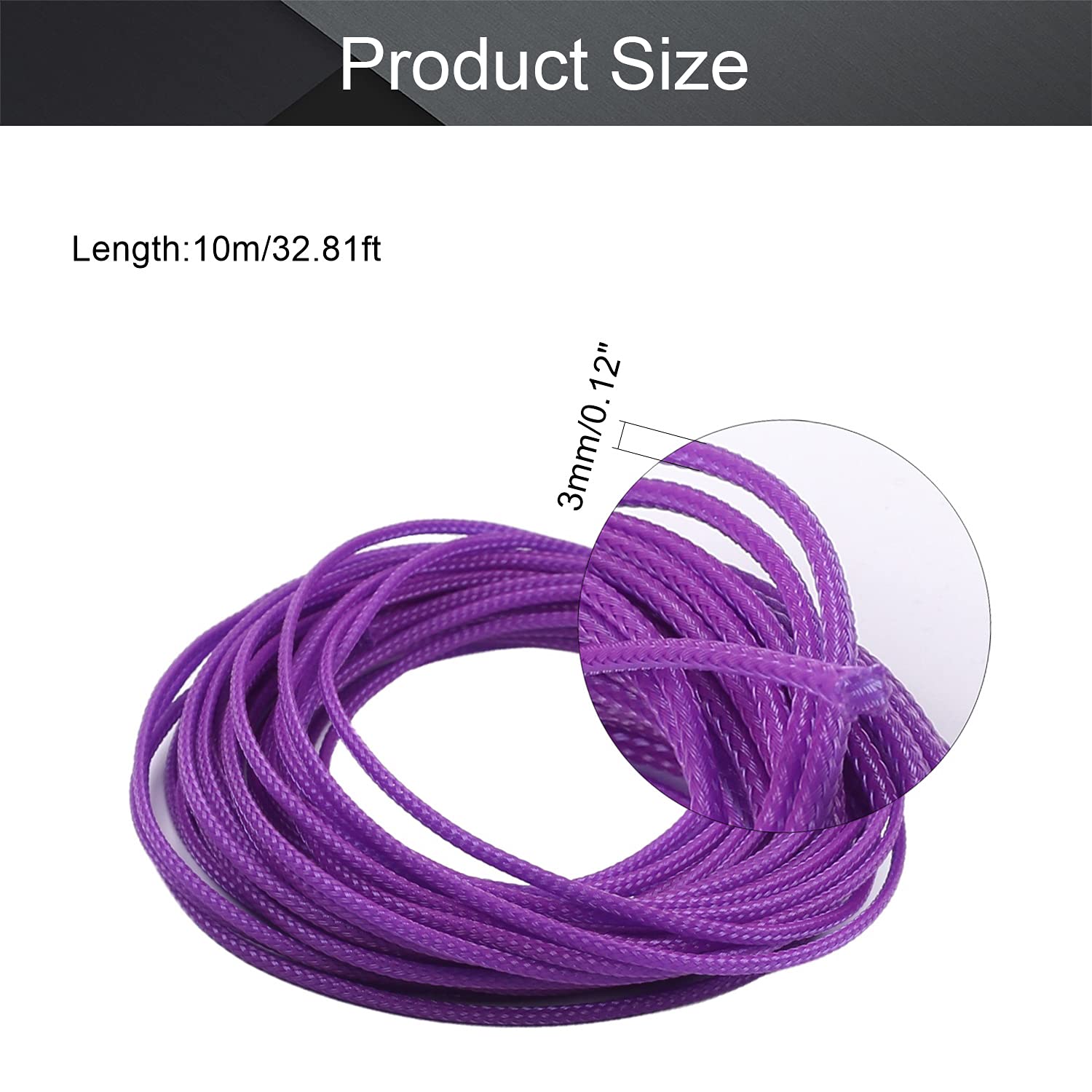 Othmro Othmro 32.8ft PET Flexible Braided Cable Sleeves 0.12in Wire Loom Organizers for TV Audio PC Computer Cords Purple - View 2 of 6