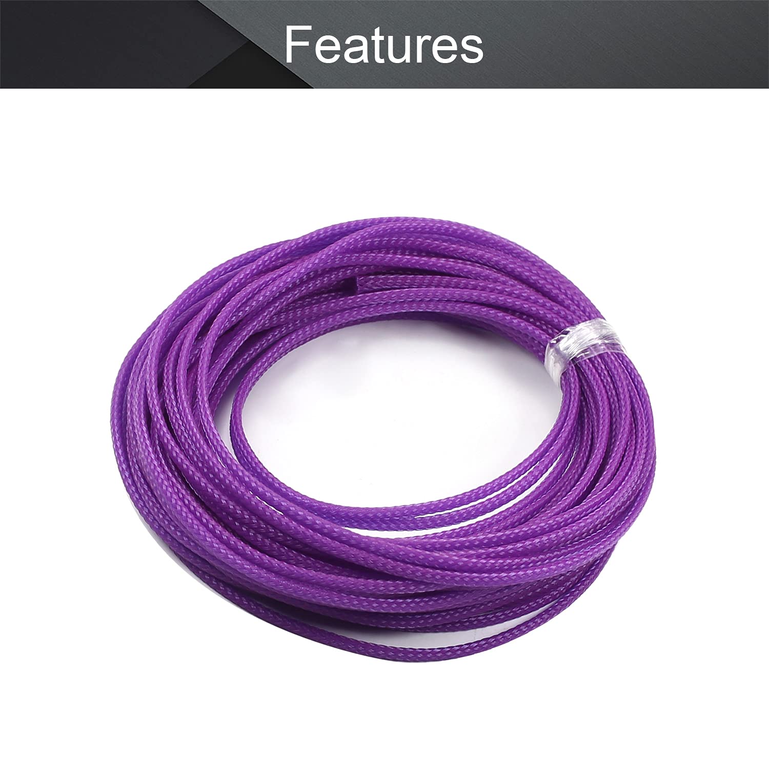 Othmro Othmro 32.8ft PET Flexible Braided Cable Sleeves 0.12in Wire Loom Organizers for TV Audio PC Computer Cords Purple - View 3 of 6