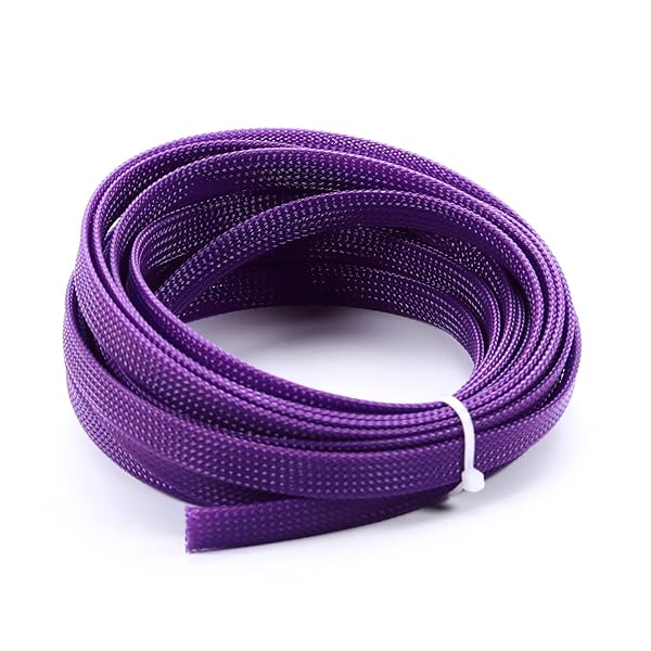 Othmro Othmro 16.4ft PET Flexible Braided Cable Sleeves 0.39in Wire Loom Organizers for TV Audio PC Computer Cords Purple - View 3 of 5