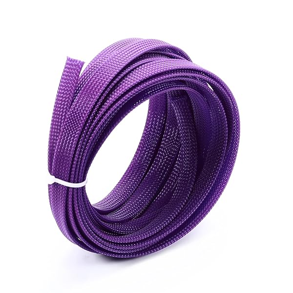 Othmro Othmro 16.4ft PET Flexible Braided Cable Sleeves 0.39in Wire Loom Organizers for TV Audio PC Computer Cords Purple - View 4 of 5