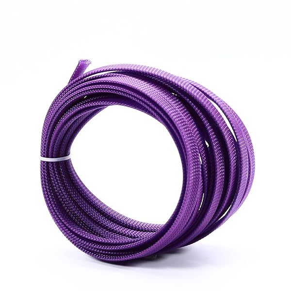 Othmro Othmro 16.4ft PET Flexible Braided Cable Sleeves 0.39in Wire Loom Organizers for TV Audio PC Computer Cords Purple - View 5 of 5