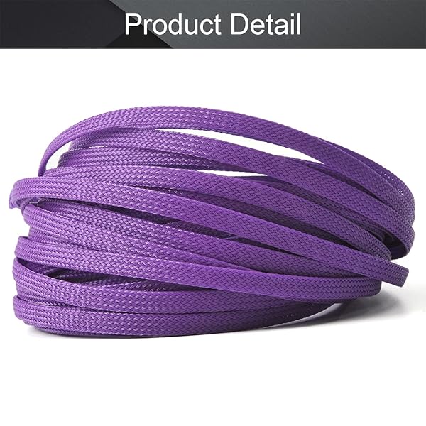 Othmro Othmro 32.8ft PET Flexible Braided Cable Sleeves 0.23in Width Wire Loom Organizers for TV Audio PC Computer Cords Purple - View 4 of 8
