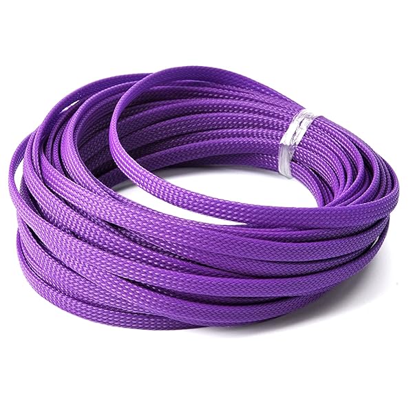Othmro Othmro 32.8ft PET Flexible Braided Cable Sleeves 0.23in Width Wire Loom Organizers for TV Audio PC Computer Cords Purple - View 5 of 8