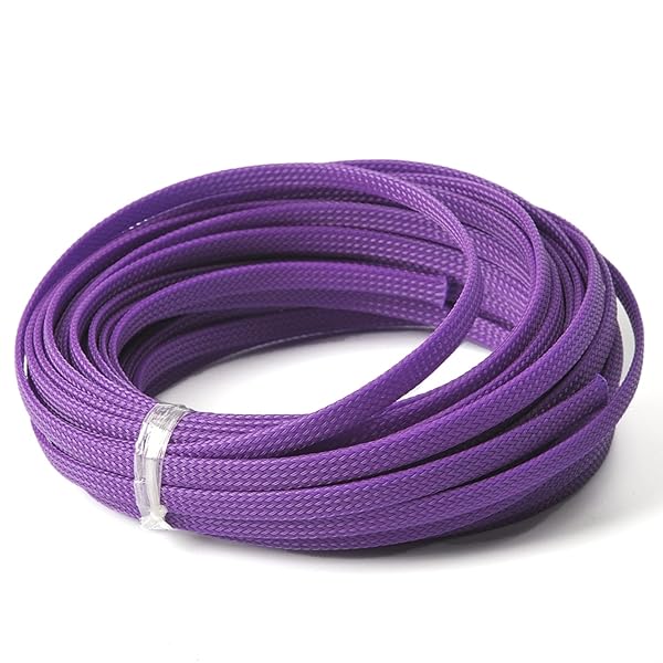Othmro Othmro 32.8ft PET Flexible Braided Cable Sleeves 0.23in Width Wire Loom Organizers for TV Audio PC Computer Cords Purple - View 7 of 8