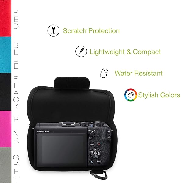 MegaGear Ultra Light Neoprene Camera Case for Canon EOS M6 Mark II - MegaGear MG1753 (15-45mm) - Black - View 4 of 9