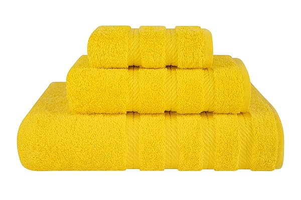 American Soft Linen American Soft Linen 3-Piece Yellow Towel Set: 100% Cotton Bath, Hand & Washcloth for Luxurious Bathroom Comfort