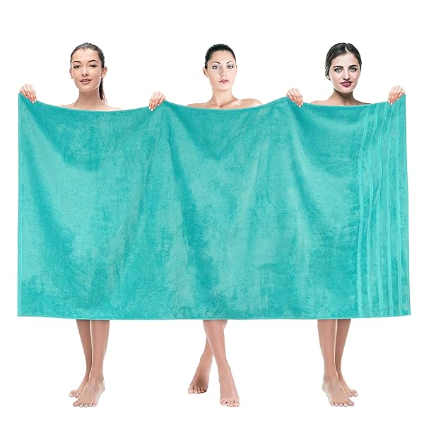 American Soft Linen American Soft Linen 35x70 Jumbo Bath Towels - 100% Cotton Turkish Luxury for Bathroom, Beach & Pool - Turquoise