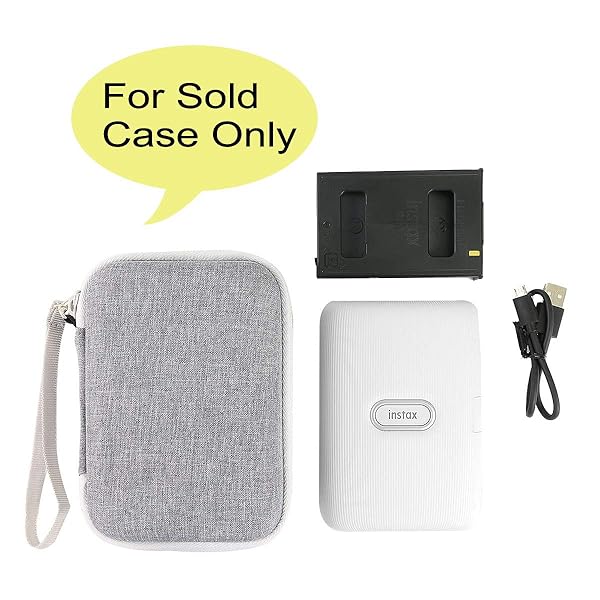 co2CREA co2CREA Hard Travel Case for Fujifilm Instax Mini Link 3/2/1 - Ash White & Inside White - Durable Protection - View 3 of 8