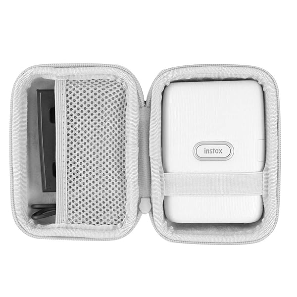 co2CREA Hard Travel Case for Fujifilm Instax Mini Link 3/2/1 - Ash White & Inside White - Durable Protection