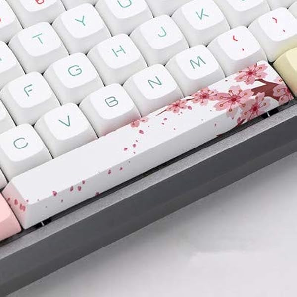 Benemate Benemate 5-Side Dye-subbed PBT Spacebar Keycap Cherry Profile 6.25U for Gaming Mechanical Keyboard Pink Flowers
