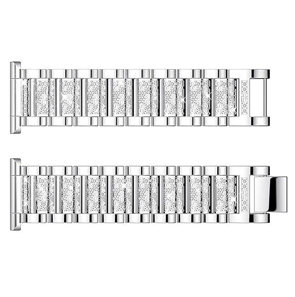 Turnwin Jewelry Bling Bands for Fitbit Versa Diamond Rhinestone Bracelet Metal Strap Replacement for Women Silver - View 2 of 5