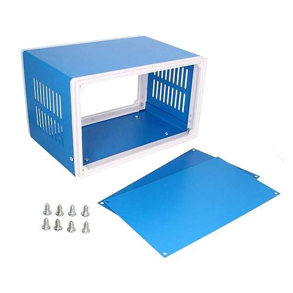 Fielect Fielect Dustproof Electronic Junction Box 7.09 x 5.12 x 4.33 Inch Metal Enclosure for Electronic Projects Blue