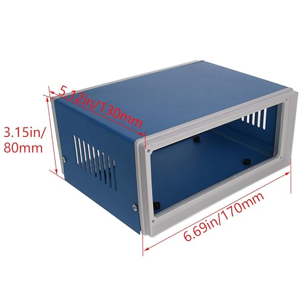 Fielect Fielect Dustproof Electronic Junction Box Enclosure 6.69 x 5.12 x 3.15 Inches Metal Blue for Electronic Projects - View 3 of 8