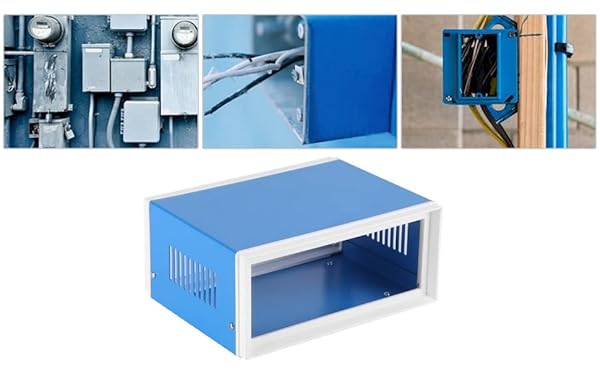 Fielect Fielect Dustproof Electronic Junction Box Enclosure 6.69 x 5.12 x 3.15 Inches Metal Blue for Electronic Projects - View 7 of 8