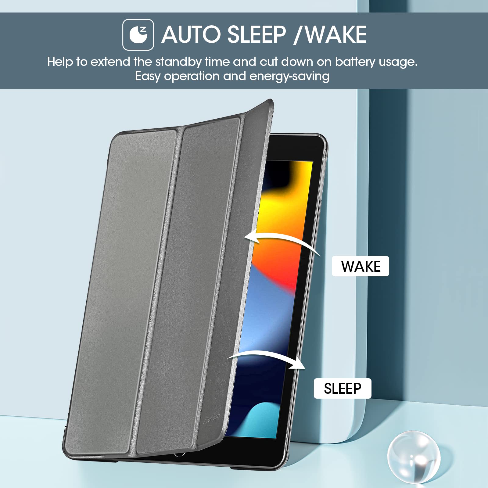 ProCase ProCase Slim Hard Back Smart Cover for iPad 10.2 9th 8th 7th Generation 2021 2020 2019 Metallic Case - View 3 of 7