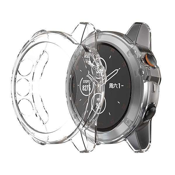 Turnwin Garmin Fenix 5X & 5X Plus Case: Soft TPU Shockproof, Scratch-Resistant Bumper Cover (Black, Gunmetal, Crystal) - View 4 of 9