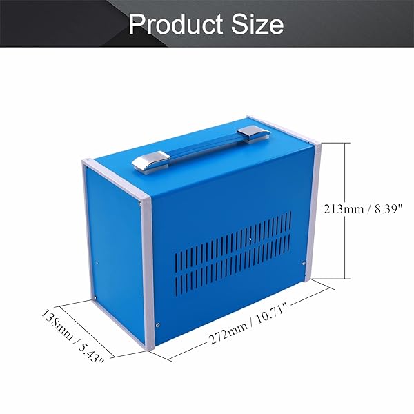 Fielect Fielect Dustproof Electronic Junction Box Enclosure 10.71 x 5.43 x 8.39 Inches Metal Blue for Electronic Projects - View 2 of 6